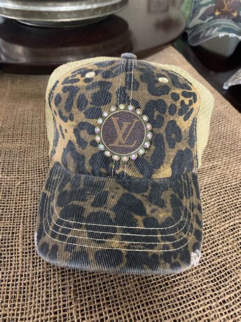 lv replica hats|repurposed leopard trucker hat.